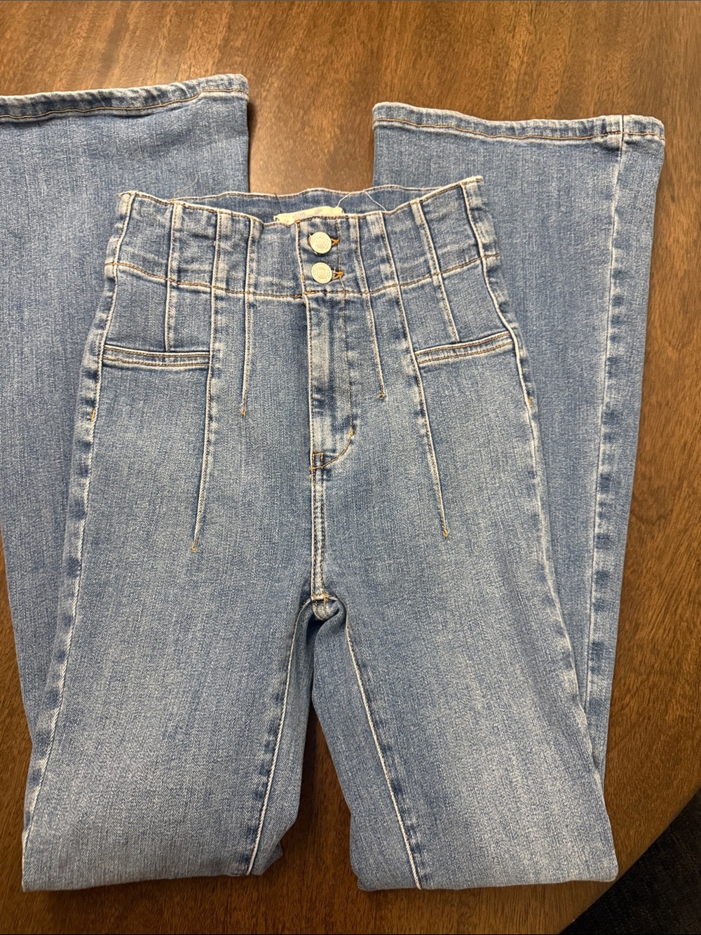 We The Free High-Rise Light Blue Jeans with Triple-Button Front